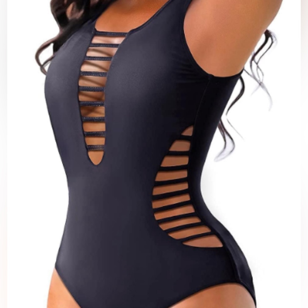 Aqua Eve Women Sexy One Piece Swimsuits Plunge Deep V Neck Cutout Bathing Suits